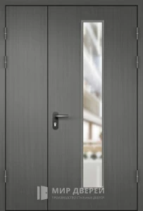 Подъездная дверь металлическая со стеклом №4 внешняя - фото